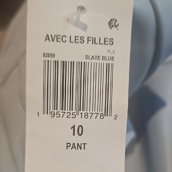 NWT - AVES LES FILLES Dresden Blue Vegan Leather Pants SZ 10 - Picture 8 of 9